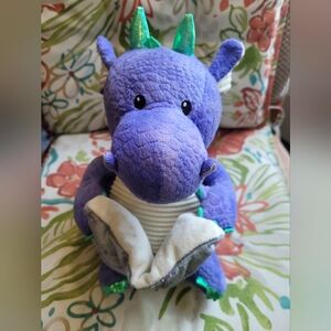 Cuddle Barn Dalton Story Telling Dragon Plush Toy Glowing Book 5 Fairy Tales 12"